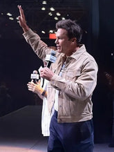 Tom Brady Fanatics Fest NYC 2026 suede leather jacket