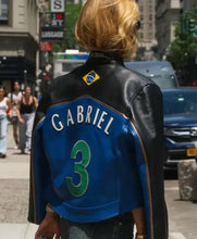 Blue and black Gabrielle Figueiredo FI-FA 2026 Leather Jacket