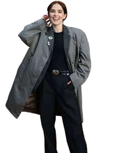 Women's grey coat inspired by Zoey Deutch style