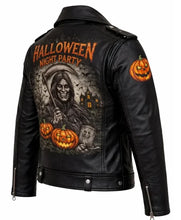 Black Halloween Grim Reaper biker jacket front view