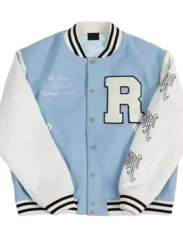 Revenge Skull Light Blue Varsity Jacket