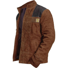 Vintage Brown Patched Biker Stripes Suede Leather Jacket for Men