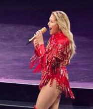 Helene Fischer 360 Stadion Tour Red Fringed Crop Jacket