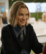 In the City Lindsay Hubbard Navy Blue Denim Polo Sweater