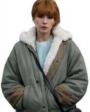 Kelly Reilly inspired green hooded coat for women