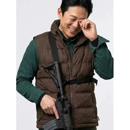 The Fix 2026 Jake Choi Brown Vest with stand-up collar