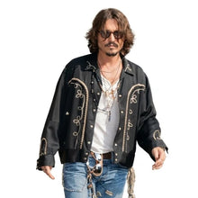 Johnny Depp black embroidered western jacket