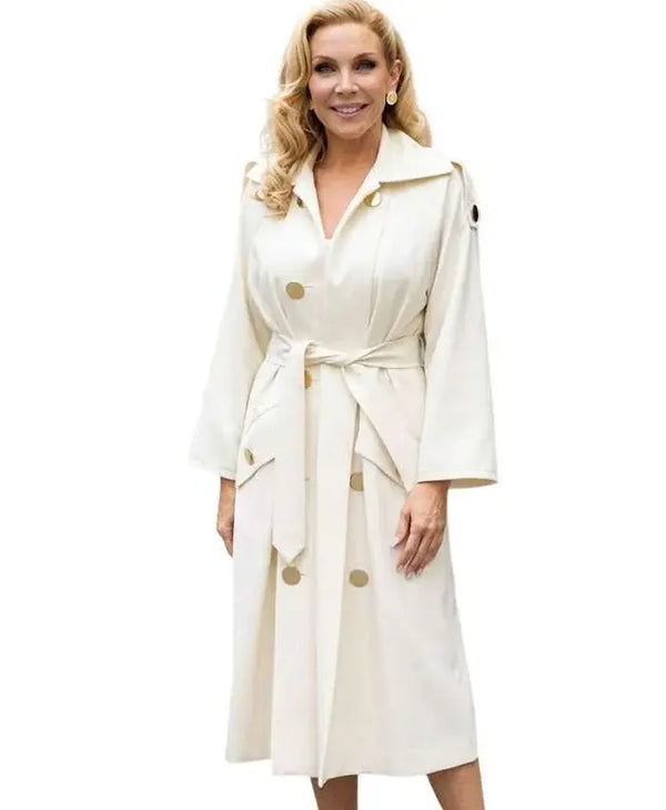 Elle Eva Woods Wool Trench Coat with belted closure