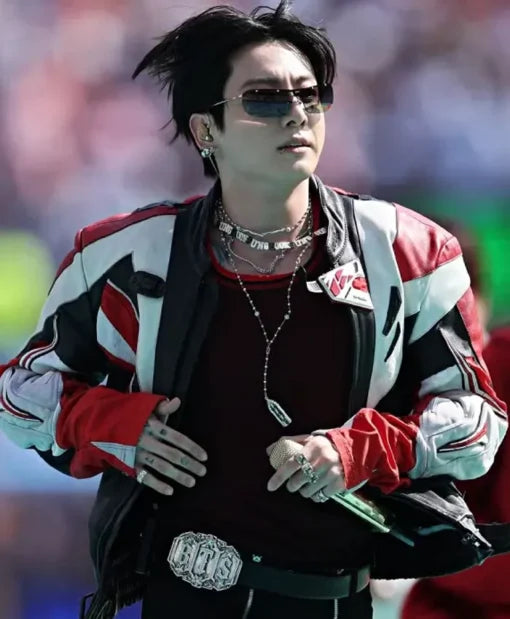 Jungkook FIFA World Cup Halftime Show 2026 Racing Leather Jacket