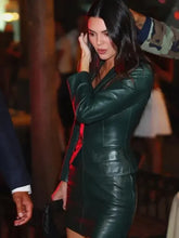 Kendall Jenner NYC Green Leather Jacket