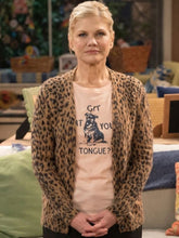 Kristen Johnston leopard print cardigan with button closure
