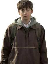 Men's brown casual jacket with shirt collar