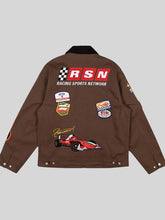 Brown racing jacket featuring Lightning McQueen inspiration