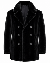 Mens Black Mid Length Mink Fur Coat front view