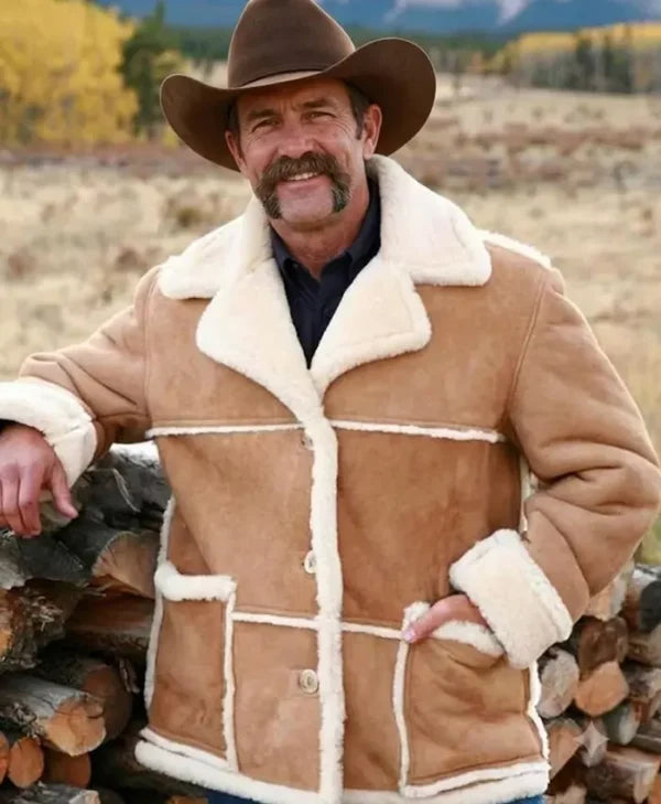 Marlboro Man Shearling Brown Leather Jacket for men