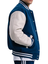 Men's Blue Wool Rabbit Varsity Jacket