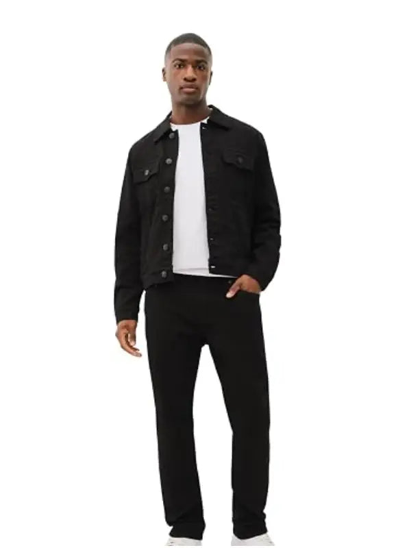 Stylish Black Denim Trucker Jacket in cotton stretch denim