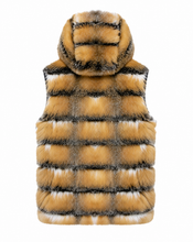 Luxury fox fur parka jacket for men in navy blue