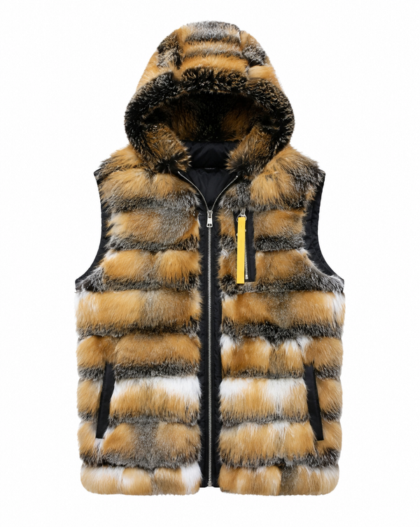 Hooded fox fur winter parka jacket for men