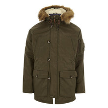 Mens Lee Dark Green  Fur Trim Parka Jacket