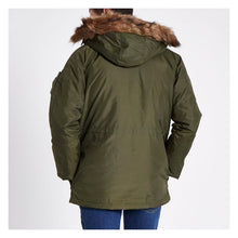 Mens Lee Dark Green  Fur Trim Parka Jacket