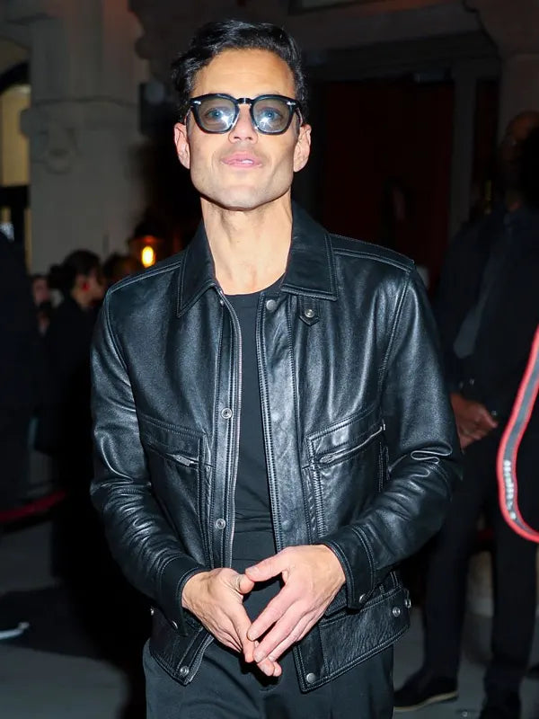 Met Gala After Party Rami Malek Leather Jacket