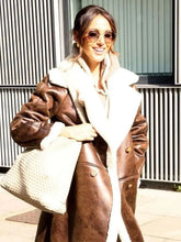 Post-Show-London-Michelle-Keegan-Shearling-Brown-Leather-Trench-Coat