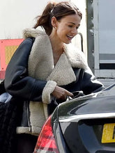Michelle Keegan Fool Me Once Black Shearling Leather Jacket