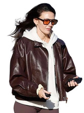 Michelle-Keegan-Street-Style-Brown-Leather-Jacket