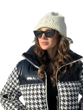 Michelle Keegan Houndstooth Puffer Ski Jacket front view