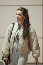 Women's quilted wool bomber jacket
