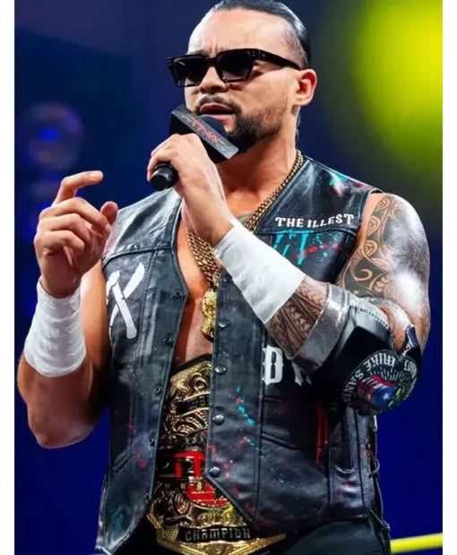 Genuine leather Mike Santana Leather Vest for wrestling fans