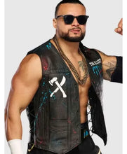 TNA World Champion Mike Santana Leather Vest in black