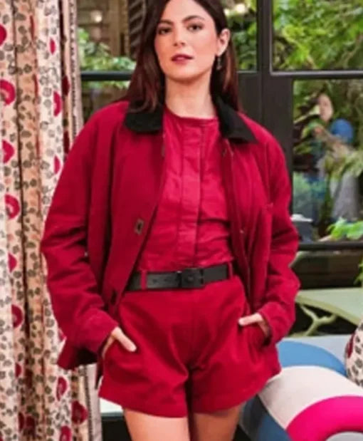 Monica Barbaro red cotton jacket for women
 