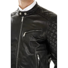 Motorcycle Leather Men Black Jacket