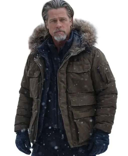 Brad Pitt Heart of the Beast 2026 James Belmont Brown Parka Jacket
