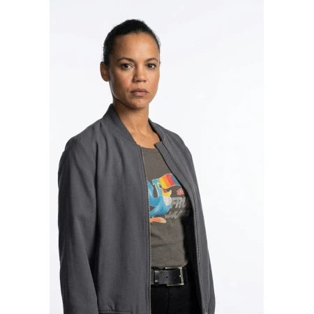 Maria Sten Neagley 2026 Frances Neagley Grey Bomber Jacket