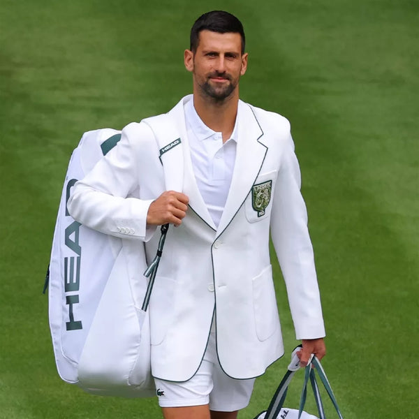 Wimbledon 2026 Novak Djokovic white suit blazer