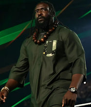 Oba Femi Monday Night RAW Olive Green Kurta Style Shirt