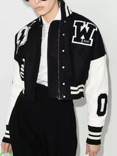 Off White Cropped Varsity Jacket