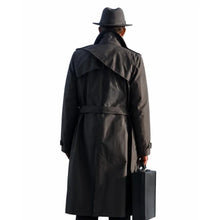 Grey trench coat with epaulet shoulder details