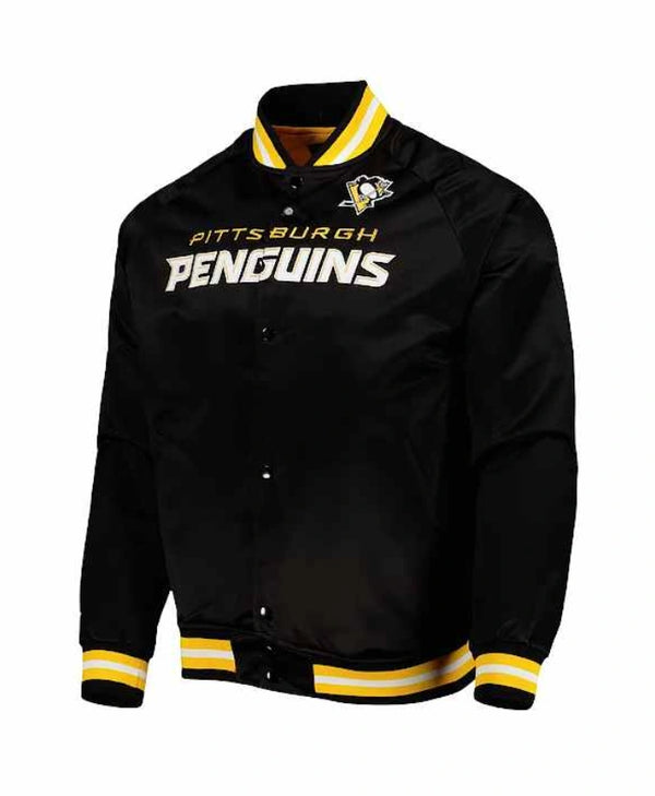 Pittsburgh Penguins Black Varsity Satin Jacket