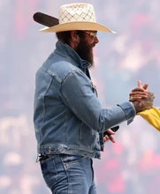 Post Malone halftime show blue denim jacket