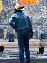 Blue trucker denim jacket inspired by Post Malone FI-FA 2026