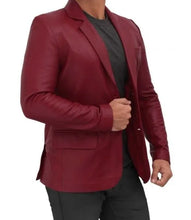 premium maroon real lambskin leather blazer