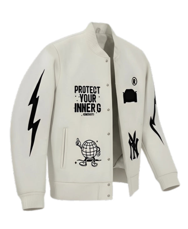 Protect Your Inner G Gang White Varsity Jacket