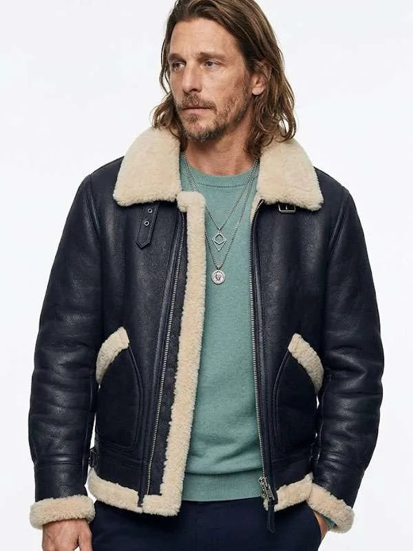 Ben Robson Oliver B3 aviator black leather jacket