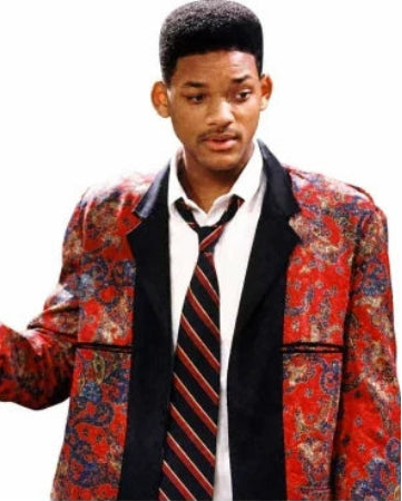 Men's red statement blazer with black notch lapel