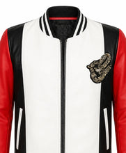 Multicolor Rema bomber leather jacket for fashion lovers