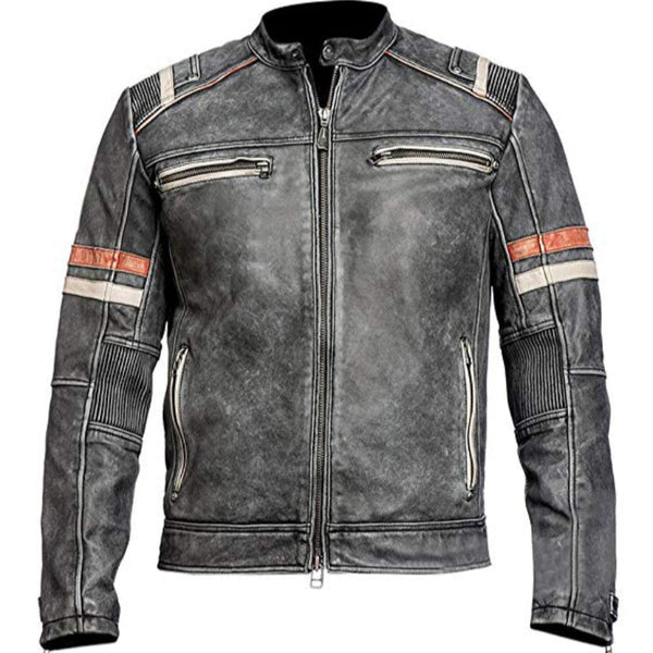 Retro 3 Moto Racer Leather Jacket
